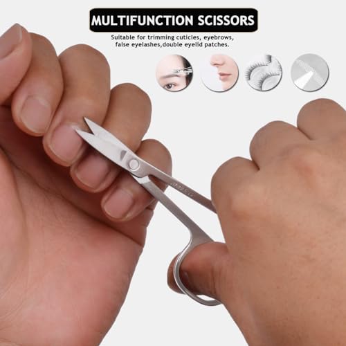 HANTEKAS Travel Manicure Set Professional Nail Clipper Kit-5 Pieces Stainless Steel Manicure Kit, Women Men Grooming kit With Nail Care Tools Beauty Scissors Tweezers (Silver Pink) - color: Pink