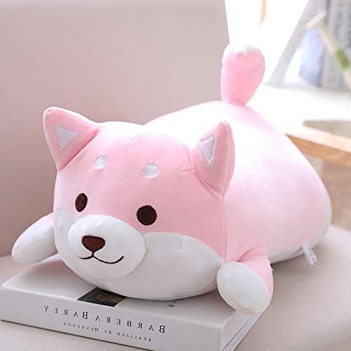 Shiba Inu Dog Plush Pillow,Soft Cute Corgi Stuffed Animals Doll Toys Gifts for Valentine, Christmas, Birthday, Bed, Sofa Chair (Pink Round Eye, 21.3in)