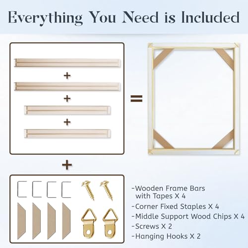 Canvas Stretcher Bars 8x10 Inch Frame Kit, Available in 25+ size Wood Stretcher Bars for Home and Office, Gallery Wrap Wall Arts Supply for Oil Painting, Poster, Picture & Paint by Numbers - size: 8" x 10"