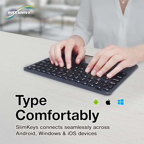 BoxWave Keyboard Compatible with Frunsi Rubens T8 (8 in) - SlimKeys Bluetooth Keyboard with Trackpad, Portable Slim TouchPad - Jet Black