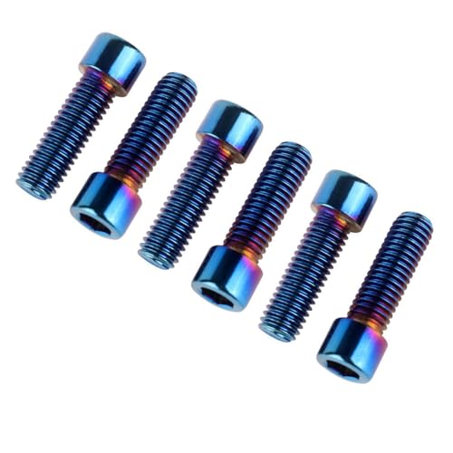 6Pcs Bike Screws M6x10 12 16 18 20 25 30 35mm Stainless Steel Socket Head Cap Allen Hex Bolt (Burnt Blue, M6 x25mm) - color: Burnt Blue, size: M6 x25mm