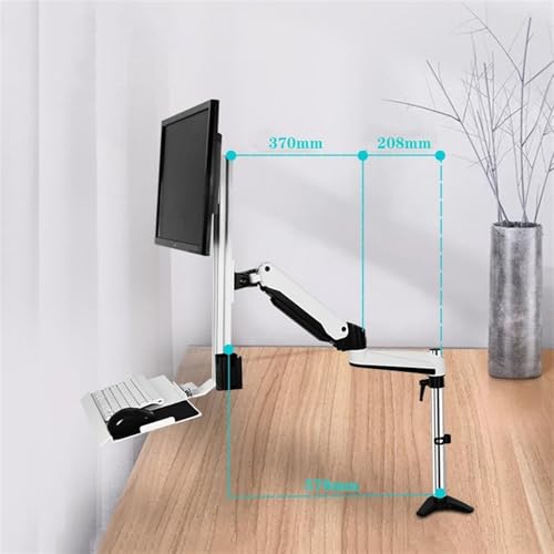 Monitor Arm Single Monitor Desk Mount, Sit Stand Workstation with keyboard tray and mouse box, Height Adjustable gas spring Single Monitor Mount Arm, Holds up to 13.2lbs Monitor Mount(700mm) - size: 700mm