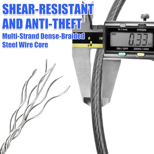 1/3in Security Cable with Loops Cut-Resistant and Waterproof | 4FT/6FT/8FT/10FT Security Cable Suitable for Travel,Home and Outdoor Activities - size: 6FT