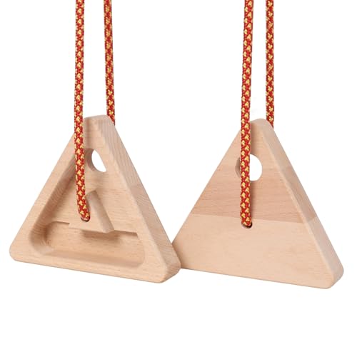 Portable Wooden Hangboard with Rope, Compact Fingerboard for Climbing Training, Multiple Grip Options, No-Drill Installation - size: 5 Inch-2PCS