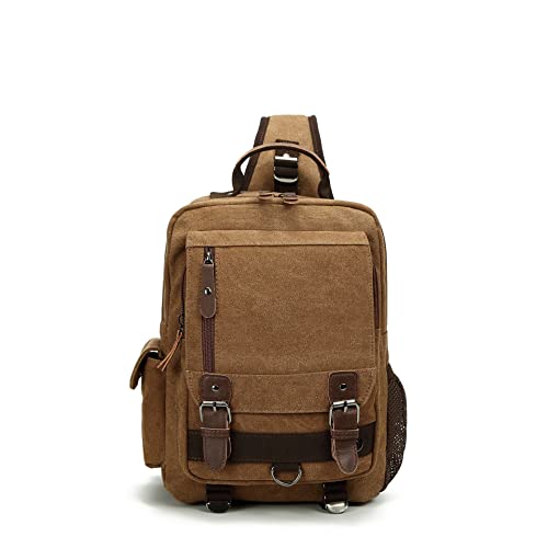 Sechunk Canvas Messenger Bag Sling Bag Crossbody Bag Shoulder Bag Retro Cross Body Handbags - color: Coffee, size: Small