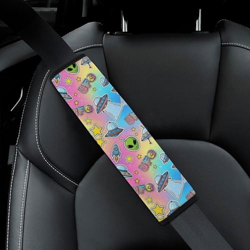2 Piece Alien Cartoon Outer Space Planet UFO Car Seat Straps Shoulder Pads Universal Fit Automotive Seat Belt Protector for Kids, Car Seats Pushchair Strollers High Chair Pushchair - color: Pattern 21