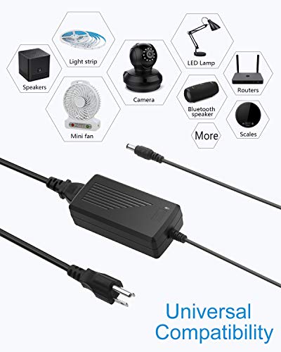 ALITOVE DC 12V 5A Power Supply Adapter Converter Transformer 60W AC 100-240V Input with 5.5x2.5mm DC Output Jack for 5050 3528 LED Strip Module Light - size: 5A