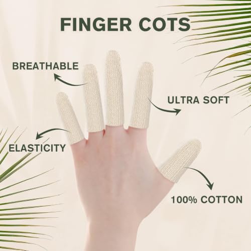 Evridwear Cotton Finger Cots Cotton Cushion 20PCS for Cracked Skin, Eczema, Calluses, Moisture Wicking, Finger Protection for Men & Women (3 Packs Long, 3") - size: 3 Packs Long