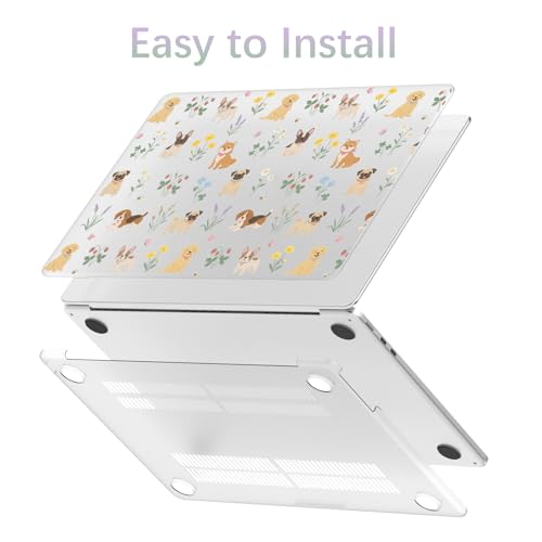 Compatible with MacBook Pro 13 inch Case Cute Dog Flower | M2 2025, 2024-2016 A2338 M1 A2251 A2289 A2159 A1989 A1708 A1706 | Protective Hard Shell Matte Cover for Mac Pro 13 - color: Dog B, size: MacBook Pro 13 inch