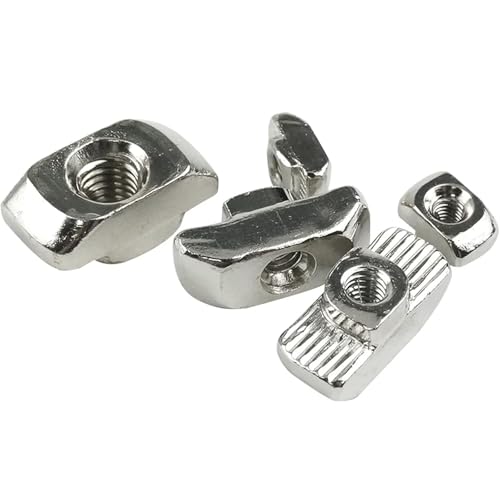 50 Pcs 3030 Series M5 T Nuts, T Slot Nut Hammer Head Fastener Nut, Nickel Plated Carbon Steel Nut for European Aluminum Profile,Drop in T Slot Nuts Assortment Kit(30-M5) - size: 30-M5(50 Pcs）