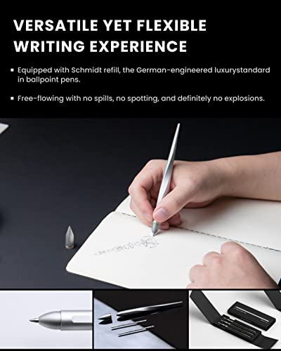 novium Hoverpen Interstellar - Luxury Pen Made With Aerospace Alloys | Unique Aesthetic, Free Spinning Executive Pen, Desk Decor (Starlight Silver, 18K-Gold) - color: Starlight Silver, style: 18K Gold-Plated