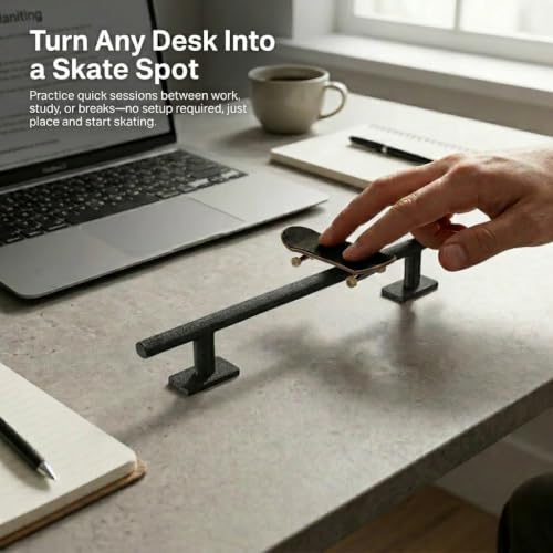 Fingerboard Rail Trick Skate Grind Rail, Mini Finger Skateboard Obstacle for Tech Deck Style Fingerboarding, Portable Desk Skatepark Ramp for Grinds, Slides & Combo Tricks, Skate Training Accessory