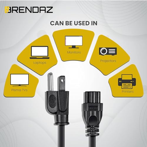 3 Prong Power Cord Replacement C5 Power Cable for Computers, TV, Monitors, Compatible with LG, Samsung, Dell, HP, Acer, Asus - NEMA 5-15P to C5 - Mickey Mouse Connector (3-Feet) - size: 3-Feet
