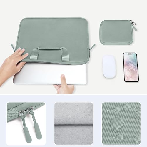 MOSISO Laptop Case 13 inch, Laptop Sleeve Carry Computer Bag | Compatible with MacBook Neo 13/Air M5 M4 M3 M2 M1/Pro M2 M1, Neoprene Bag with Handle&Detachable Small Case, Antique Green - color: Antique Green, size: 13 inch