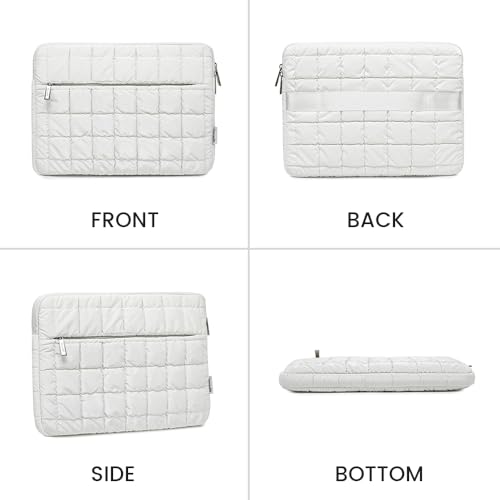 Canvas Life 360 Protective Plush Laptop Sleeve 14-14.4-inch Laptop Sleeve Bag Compatible with HP, Lenovo, Dell, ASUS, MacBook Pro 14-inch - Quilted Design (White, 14 inch / 14.0 inch) - color: White