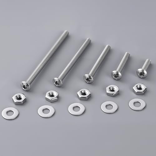 #10-24 x 1/2" Pan Head Machine Screws Nut Bolt Washer Assortment Kit,(60 Sets) 304 Stainless Steel 18-8 Phillips Drive Full Thread Assorted - size: #10-24 x 1/2"