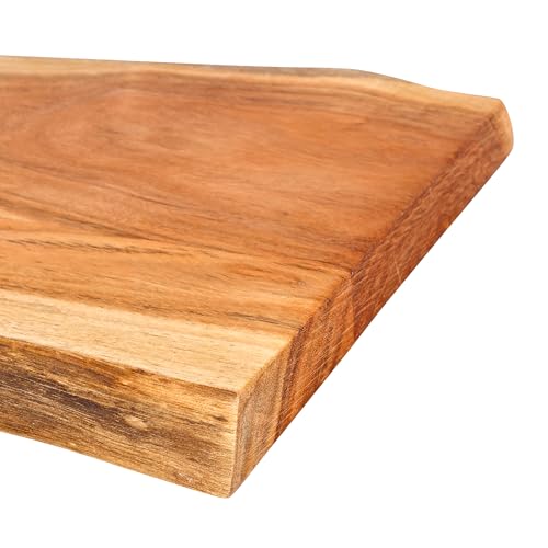 GoCraft Acacia Wood Live Edge Cutting Board – 16 x 11 Inch – with Hole for Hanging | Rustic Rectangular Wooden Chopping Board | Charcuterie Cheese Tray | Food Serving Platter | Farmhouse Décor - size: 16"L x 11"W