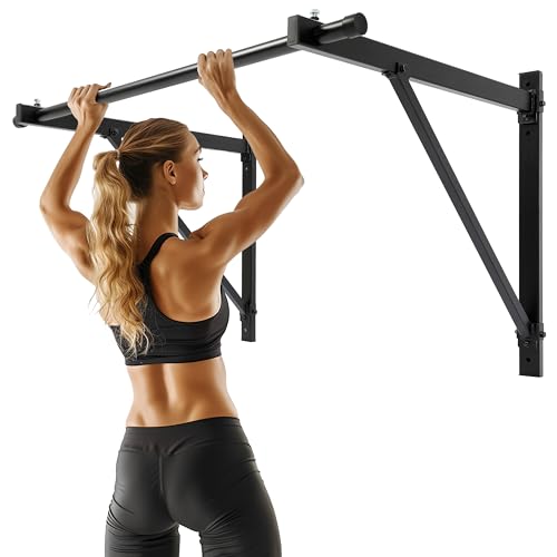 ECOTRIC 46'' Wall Mounted Pull Up Bar Chin up Bar Doorway Exercise Bar | Upper Body Gym Workout Bar Heavy Duty Training Fitness Home Heavy Duty 500lbs