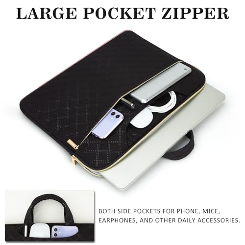 Laptop Sleeve Carrying Case Bag 14-15 Inch Polyester Lightweight with Handle Compatible with MacBook Acer ASUS HP Surface Dell Chromebook, Black - color: Black, size: 14"-15"