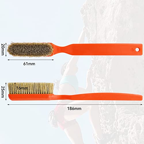 TWO STONES Climbing Chalk Brush with Thick Ultra Durable Boar's Hair Bristles, Bouldering Brush with Ergonomic Handle Portable with Climbing Chalk Bag(Not Included) for Climbing Wall Holds - color: Black+orange