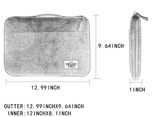 Kinmac 360° Heavy Duty Protective Laptop Sleeve Case Bag Cover with Handle for MacBook Air 13 inch,iPad Pro 13 inch and 13.3 inch HP,Dell,Lenovo,Asus,Acer Laptop (Grey Canvas) - color: Grey, size: 12 inch-13.3 inch