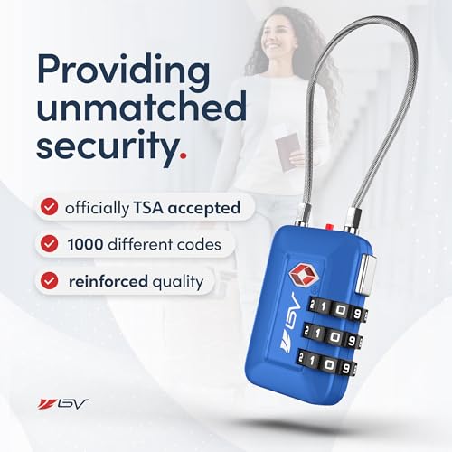 TSA Accepted Luggage Travel Lock, Set-Your-Own Combination Lock for School Gym Locker, Luggage Suitcase Baggage Locks, Filing Cabinets, Toolbox, Case (Blue, 1 Pack) - color: Blue 1-Pack
