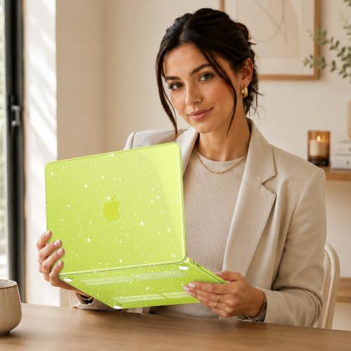 May Chen Compatible with MacBook Neo 13 inch Case 2026 Model A3404, Plastic Hard Shell,Keyboard Cover,Screen Protector,Dust Plug, for MacBook Neo 13" with A18 Pro Chip, Glitter Citrus - color: Glitter Citrus