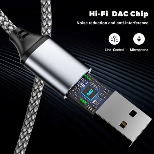 2 Pack USB to 3.5mm Jack Audio Adapter,USB to Audio Aux Headphone Cable | External Stereo Sound Card,USB A to 3.5mm TRRS Female Headset forPS4/PS5/Headphone/Mac/Linux/Laptop/Desktops/Docking Station - size: 2Pack 4 inch