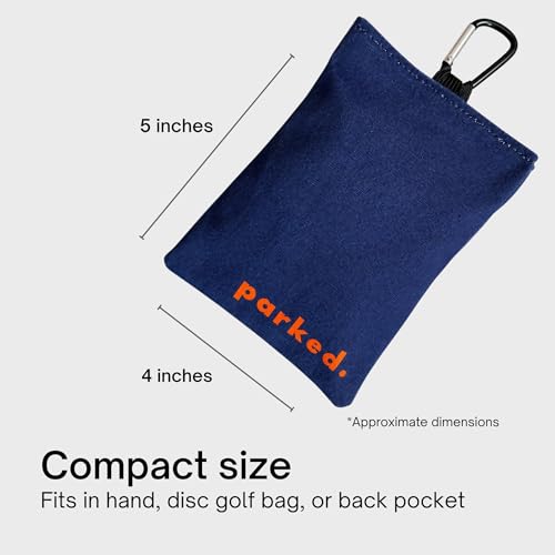Refillable Disc Golf Chalk Bag with Carabiner, 2 Chalk Balls Included – Grip Bag for Dry Hands & Consistent Release, Frisbee Golf Accessory - style: Parked. – Navy & Orange