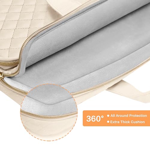 MOSISO 360 Protective Laptop Case 16 inch,15-15.6 inch Laptop Sleeve | Compatible with MacBook Pro 16 M5 M4 M3 M2 M1 HP Acer Dell Lenovo,Square Quilted Bag with 2 Pockets&Handle&Belt, Sand - color: Sand, size: 16 inch