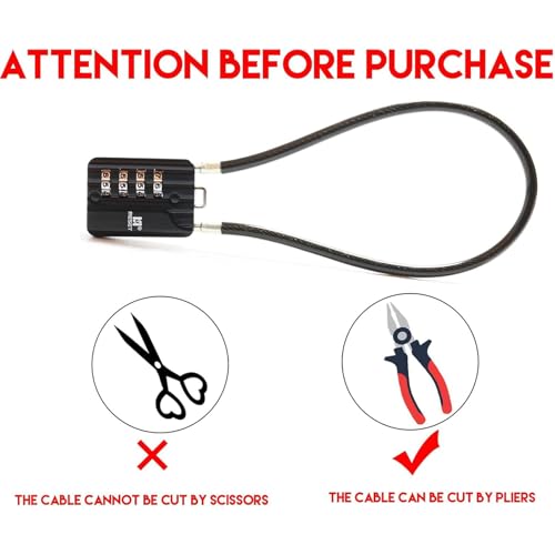 RESET-201 4-Digit Cable Padlock, 20 in 50cm 5mm Cable Loop, 2 Pack | 20 in 50cm flexible 5mm cable loop reaches wider items for everyday light-duty secondary locking. - size: 50cm(20 inch)Cable