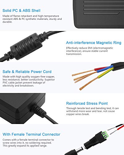 ALITOVE DC 12V 5A Power Supply Adapter 60W 12 Volt Transformer 5Amp 4A 3A | 5 Pack, 12V Power Supply with 5.5x2.5mm Plug, AC Adapter 100-240V 50-60Hz to 12 Volt, for LED Light CCTV Security Camera - size: 5 Pack