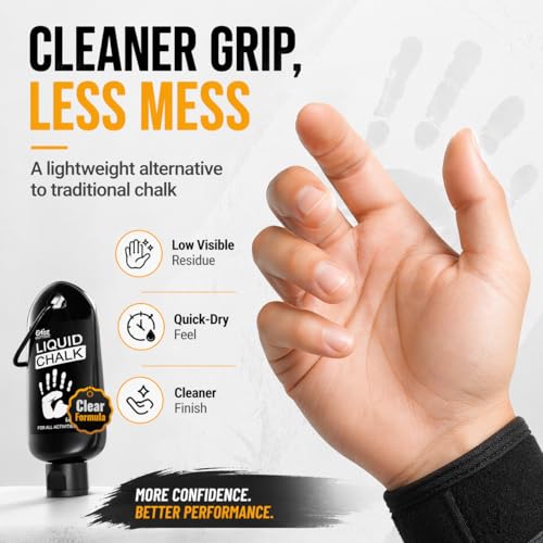 Clear Liquid Chalk 60 ml, Low-Residue Grip for Gym & Climbing | Low-Residue, Quick-Dry Grip for Lifting, Climbing, Pickleball, Shooting Sports & Training - style: 1 Pack