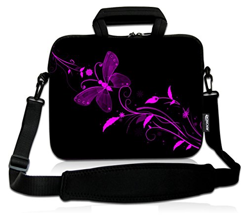 14 15 15.4 15.6 inch Laptop shoulder bag Notebook Handle Sleeve Neoprene Soft Carrying Travel Case with Accessories pocket (14-15.6 inch, Nice Butterfly) - color: Nice Butterfly, size: 14-15.6 inch