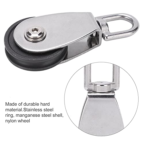 KANASI Fitness Bearing Pulley, Stainless Steel Dual Bearings Nylon Wheel Mute Pulley Block for Gym Equipment and Outdoor Rope Tools