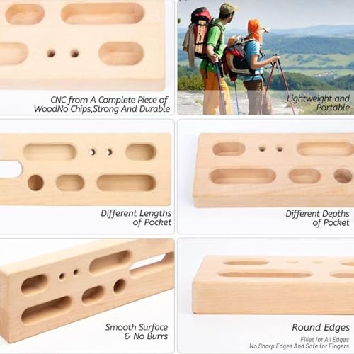 Climbing Fingerboard Heavy Duty Wooden Trainer | Rock Climbing Pull Up Bar Grip Trainer for Climbers Beginner Men Women Home Gym Indoor Fitness Workout