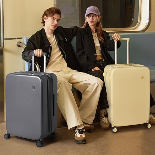 mixi 20 Inch Large Expandable Carry on Luggage Suitcase with Spinner Wheels, Hardside Rolling Travel Suitcase PC with TSA Lock, Lark Yellow - color: Lark Yellow, size: 20in Expandable