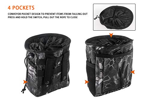Drawstring Highend Rock Climbing Chalk Bag with a Carabiner Different Pockets for Climbing Bouldering, Gymnastics, Gym Pouch, Cross Fit and Lifting - color: black camouflage