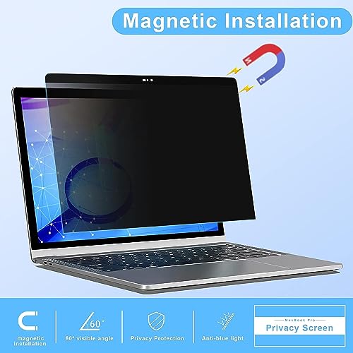 ZOEGAA Privacy Screen Protector for MacBook Pro 15 Inch (2016-2019). | 1 Install Ways; Camera Cover; Anti Bule Light/Glare; Compatible With MacBook Pro 15 Inch (2016-2019). - size: MacBook Pro 15 inch (2016-2019)
