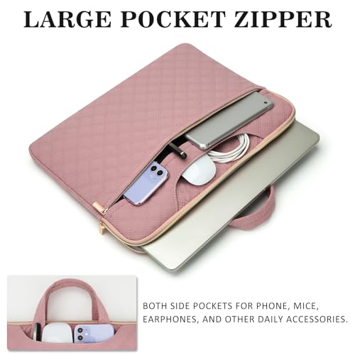 Laptop Sleeve Case Bag 15.6 Inch Polyester Lightweight with Handle Compatible with 16 inch MacBook Pro M1 M2 Pro/Max 15.6 inch Acer ASUS Dell HP Thinkpad Chromebook Gaming Laptop, Pink - color: Pink, size: 15.6"-16"