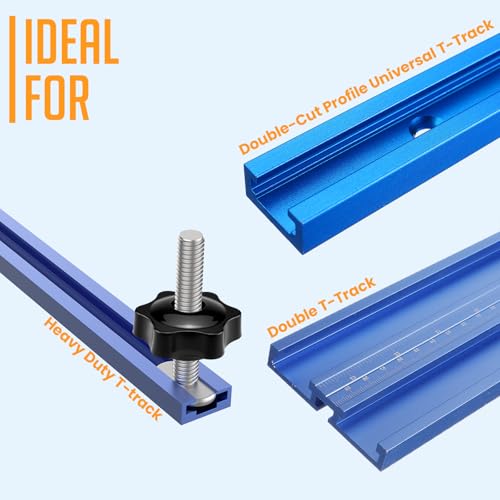 10 Packs 1/4-20 T Track Knob Kit | T-Track Accessory Includes 2" Hex Thread Knob Nuts with Washers and Star Knobs for Woodworking Jigs and Fixtures - size: Medium