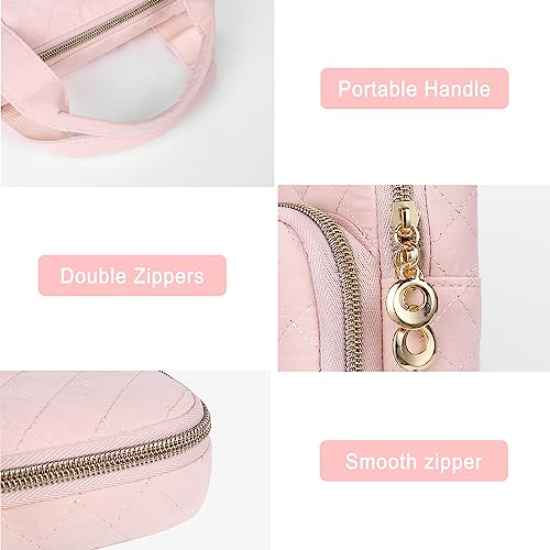 MOSISO 360 Protective Laptop Case 13.3 inch, 13-13.3 inch Laptop Sleeve | Compatible with MacBook Air/Pro 13/Pro 14,HP Dell ASUS Lenovo, Square Quilted Bag with 2 Pockets&Handle&Belt, Chalk Pink - color: Chalk Pink, size: 13.3 inch