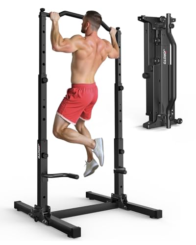 JOROTO Foldable Pull Up Dip Station, Pull Up Bar Free Standing for Home Gym, 450LBS Stable Power Tower, Adjustable Height Multifunction Pull Up Stand, Strength Training Equipment for Men Women