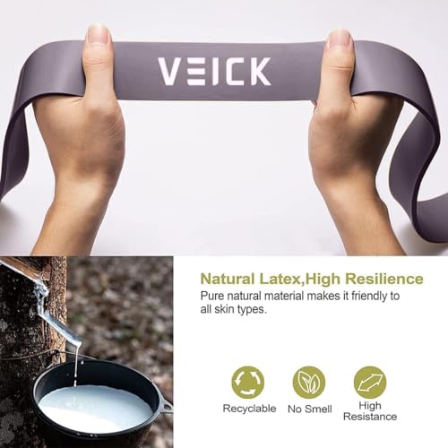VEICK Pull Up Assist Resistance Bands for Home Gym | 100% Natural Latex, Non Slip Leather Texture, Space Saving, Versatile for Full Body Training, Home Gym - color: Green/Purple Set of 4