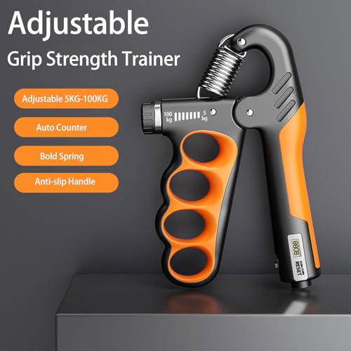 Grip Strength Trainer, 5-100KG (11-220 LB) Adjustable Resistance Forearm Hand Gripper Strengthener with Counter, Hand Wrist Exercise Workout Equipment for Home/Office Gym - color: Blue