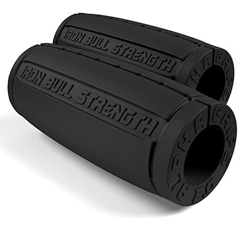 Iron Bull Strength Alpha Grips 2.0 - Extreme Arm Blaster - Best Dumbbell and Barbell Thick Bar Adapter (Charcoal)