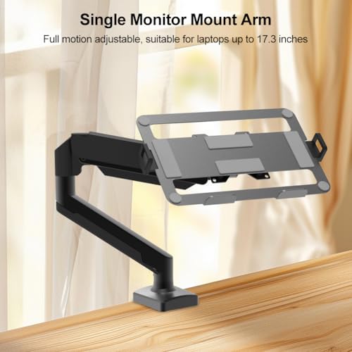 Laptop Arm Mount Adjustable Laptop Desk Mount 2-9kg Gas Spring Arm Up to 17.3 Inch Laptop Holder Tray Desktop Stand Clamp-on(Black) - color: Black