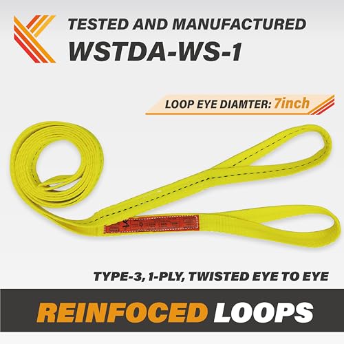1-Ply Lifting Sling Straps 1”x 10ft - 1650lbs Vertical Capacity Heavy Duty Flat Eye Lift Sling, for Rigging Moving Towing Hoisting -2Pack - Kodiak Straps - color: 2 PACK, size: 1inch x 10ft
