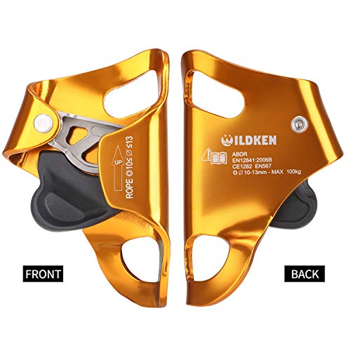 WILDKEN Rock Climbing Chest Ascender Climbing Mountaineering Tree Arborist | Rappelling Gear Climbing Equipment Rope Clamp for 10-13MM Rope - color: Orange