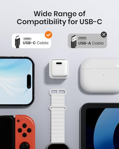 30W Compact Wall Charger, USB C Charger Block with GaN III Tech, PD3.0 PPS QC4.0 Fast Charging Foldable Power Adapter for iPhone 17 16 15, Galaxy, Pixel, iPad, AirPods (White, 1 Pack) - color: White, size: 1 Pack